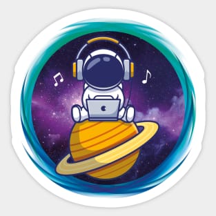 Astronaut Listening to Music Sticker